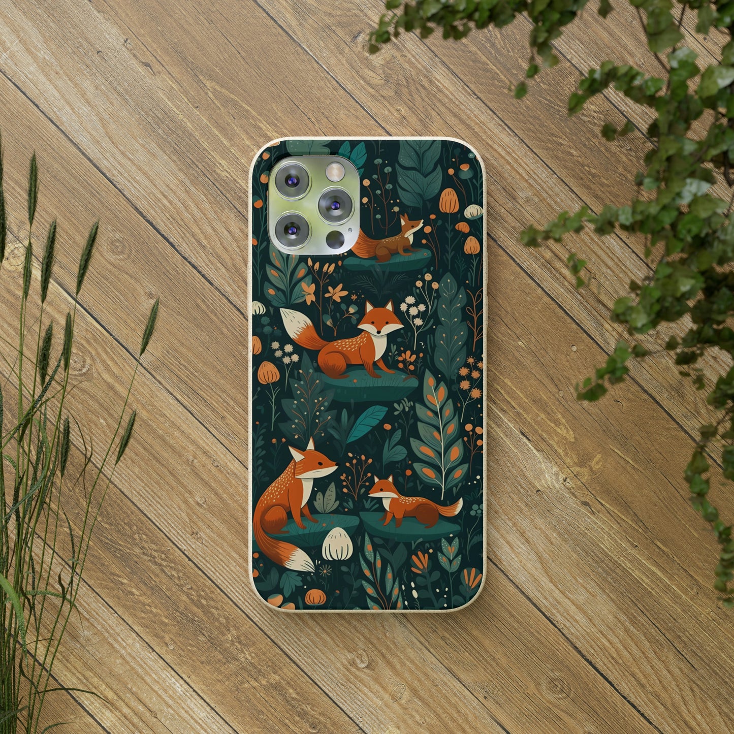 Cottagecore Foxes in a Forest | Biodegradable iPhone Case