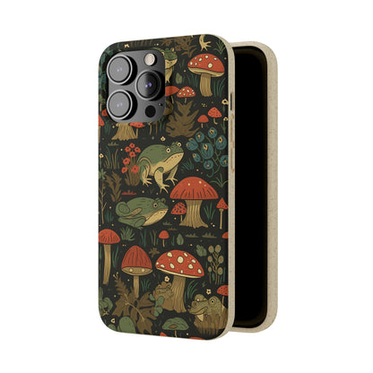 Cottagecore Frogs with Mushrooms | Biodegradable iPhone Case