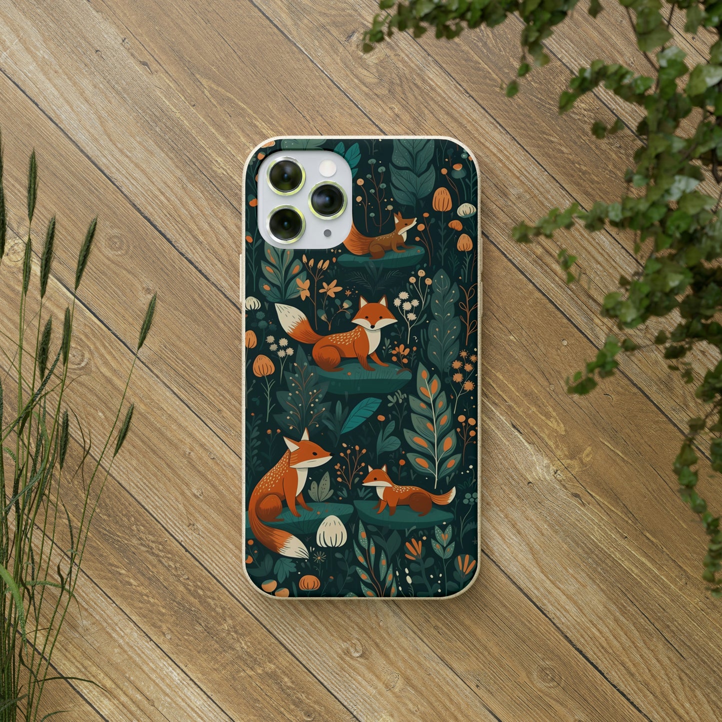 Cottagecore Foxes in a Forest | Biodegradable iPhone Case