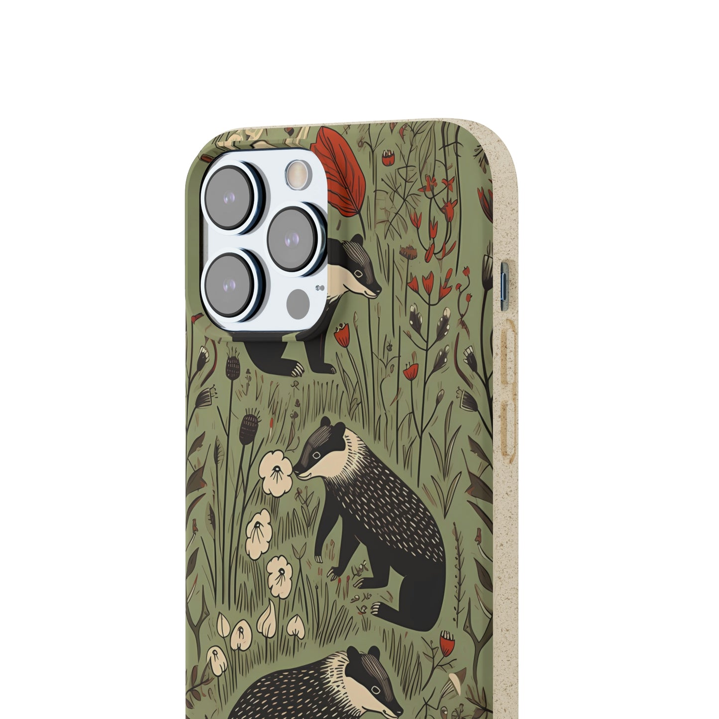 Cute Badgers in a Meadow | Biodegradable iPhone Case