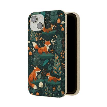 Cottagecore Foxes in a Forest | Biodegradable iPhone Case