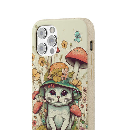 Cottagecore Cat Wearing a Hat | Biodegradable iPhone Case