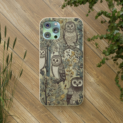 Cottagecore Owls in a Forest | Biodegradable iPhone Case