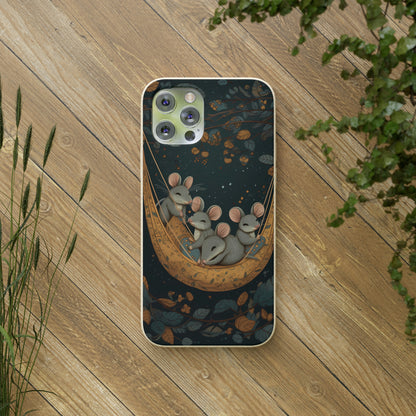 Cottagecore Field Mice in a Hammock | Biodegradable iPhone Case