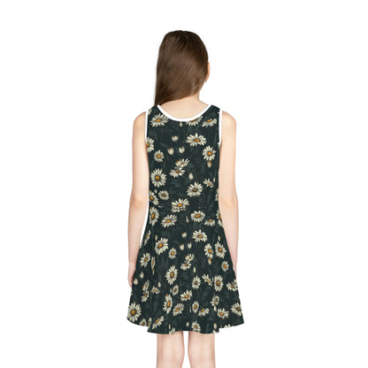 Dark Cottagecore Daisies | Girls' Sleeveless Sundress