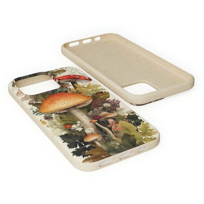 Cottagecore Mushrooms and Plants | Biodegradable iPhone Case