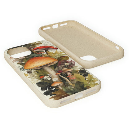 Cottagecore Mushrooms and Plants | Biodegradable iPhone Case