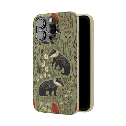 Cute Badgers in a Meadow | Biodegradable iPhone Case