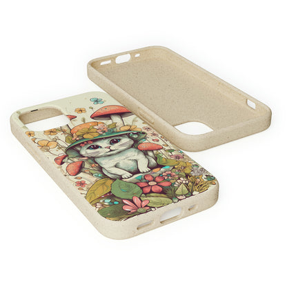 Cottagecore Cat Wearing a Hat | Biodegradable iPhone Case