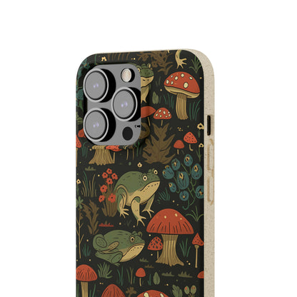 Cottagecore Frogs with Mushrooms | Biodegradable iPhone Case