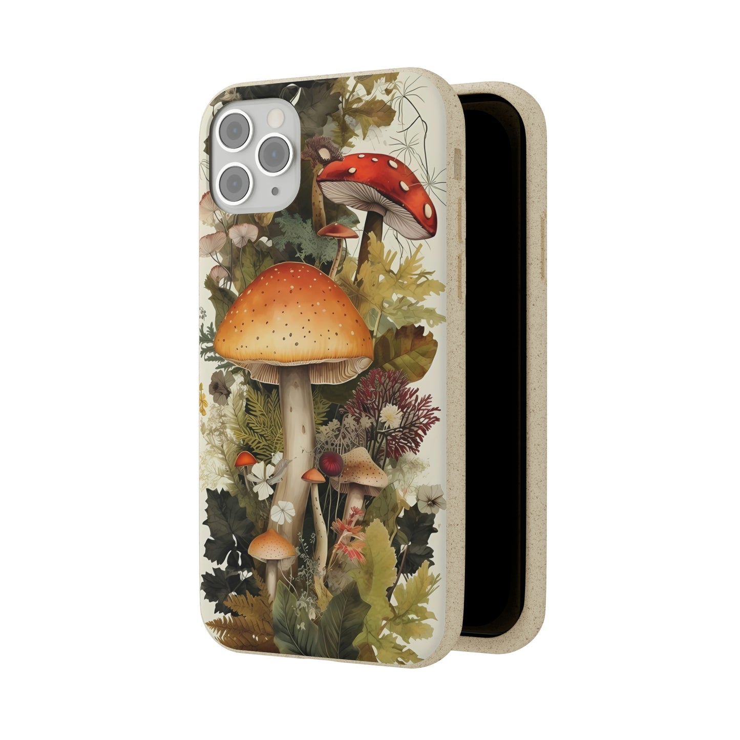 Cottagecore Mushrooms and Plants | Biodegradable iPhone Case