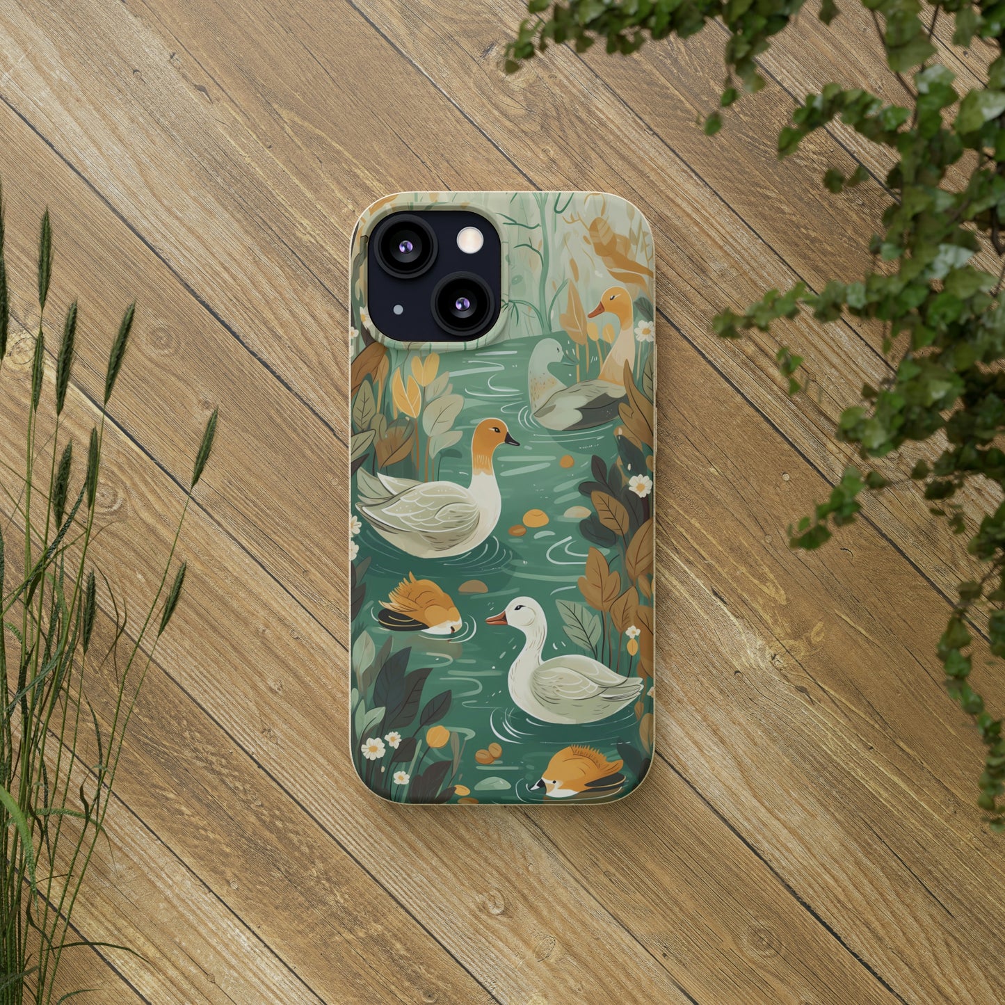 Cottagecore Ducks in a Pond | Biodegradable iPhone Case