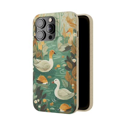 Cottagecore Ducks in a Pond | Biodegradable iPhone Case