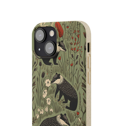 Cute Badgers in a Meadow | Biodegradable iPhone Case