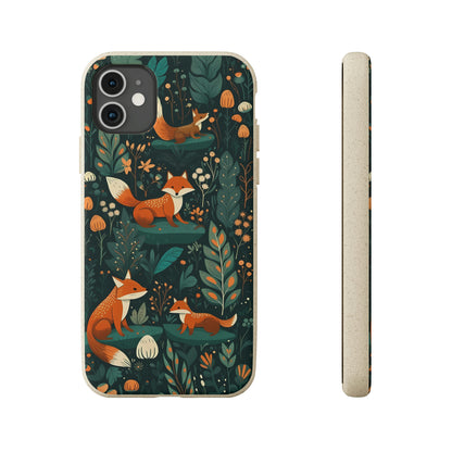 Cottagecore Foxes in a Forest | Biodegradable iPhone Case