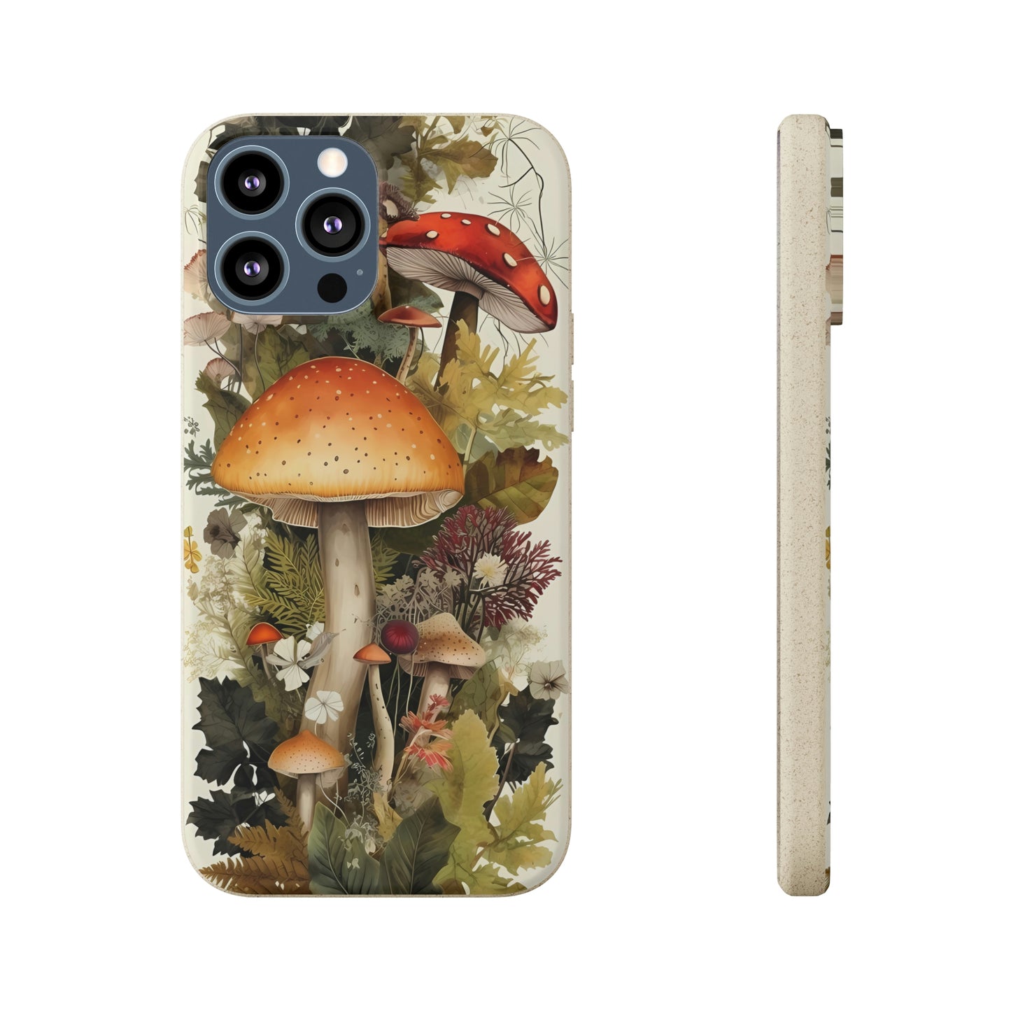 Cottagecore Mushrooms and Plants | Biodegradable iPhone Case