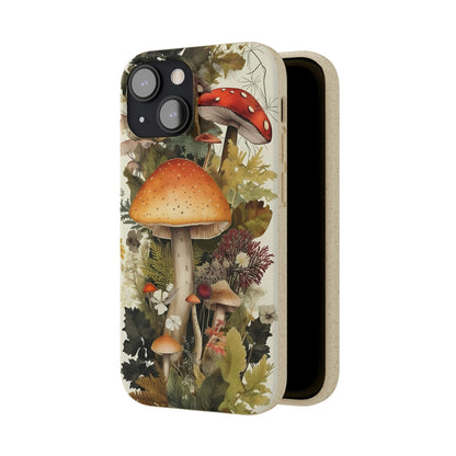 Cottagecore Mushrooms and Plants | Biodegradable iPhone Case