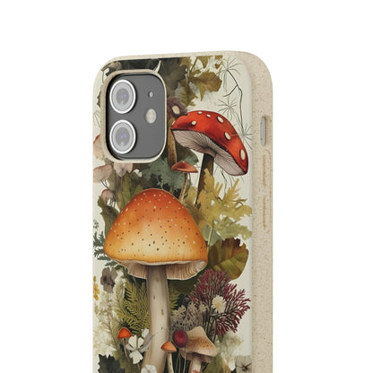 Cottagecore Mushrooms and Plants | Biodegradable iPhone Case