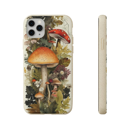 Cottagecore Mushrooms and Plants | Biodegradable iPhone Case