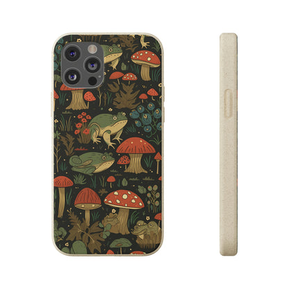 Cottagecore Frogs with Mushrooms | Biodegradable iPhone Case