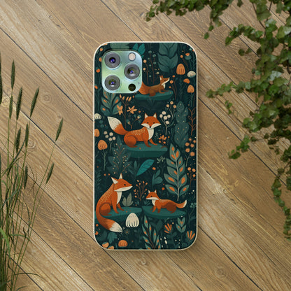 Cottagecore Foxes in a Forest | Biodegradable iPhone Case