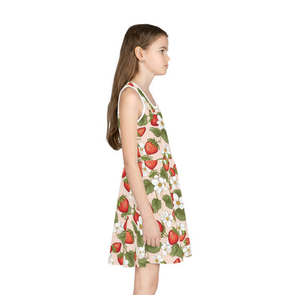 Cottagecore Strawberries | Girls' Sleeveless Sundress