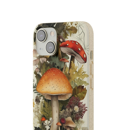 Cottagecore Mushrooms and Plants | Biodegradable iPhone Case