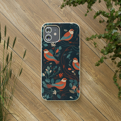 Whimsical Red-Breasted Robins | Biodegradable iPhone Case