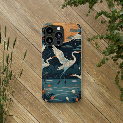 Cranes Flying Over a Pond | Biodegradable iPhone Case