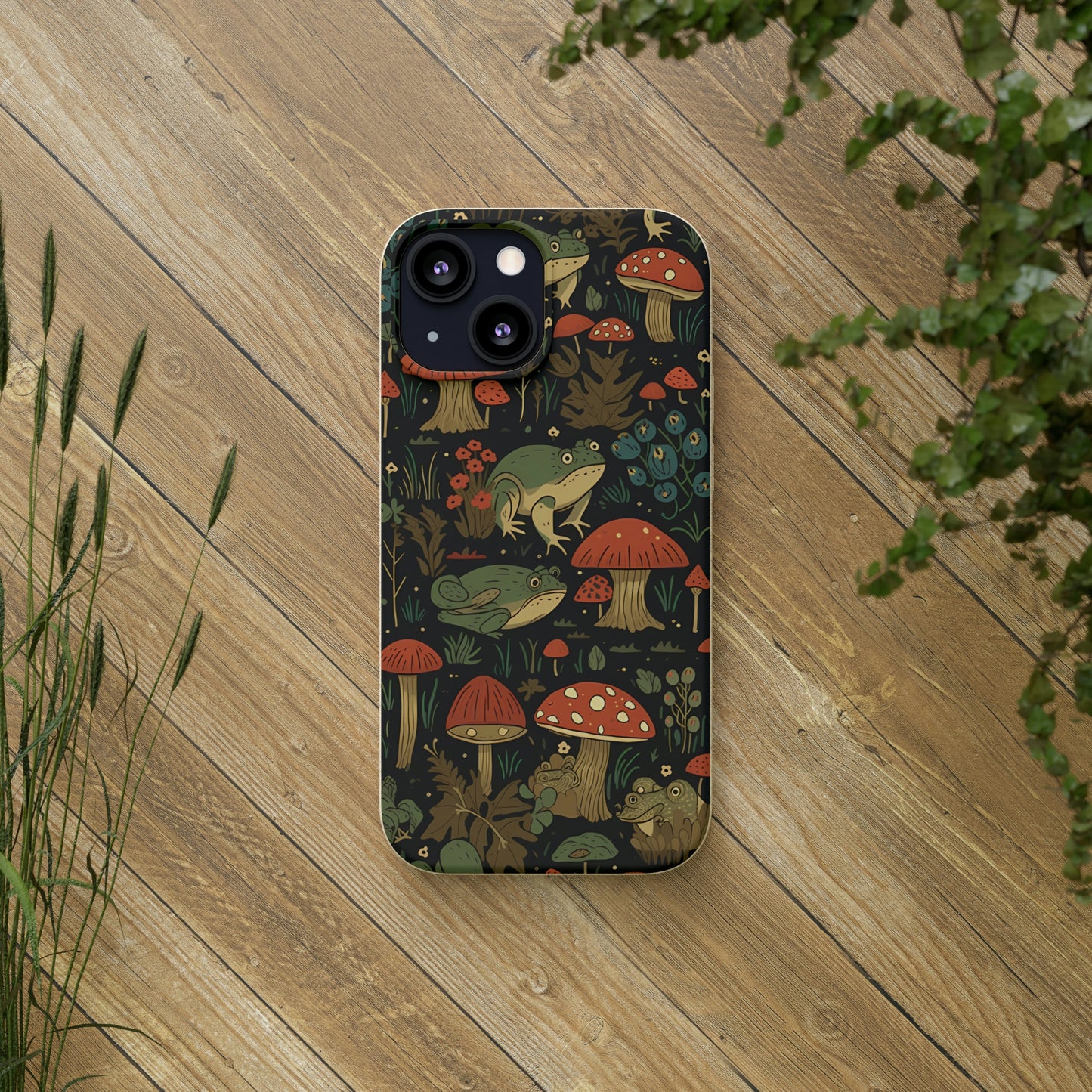 Cottagecore Frogs with Mushrooms | Biodegradable iPhone Case