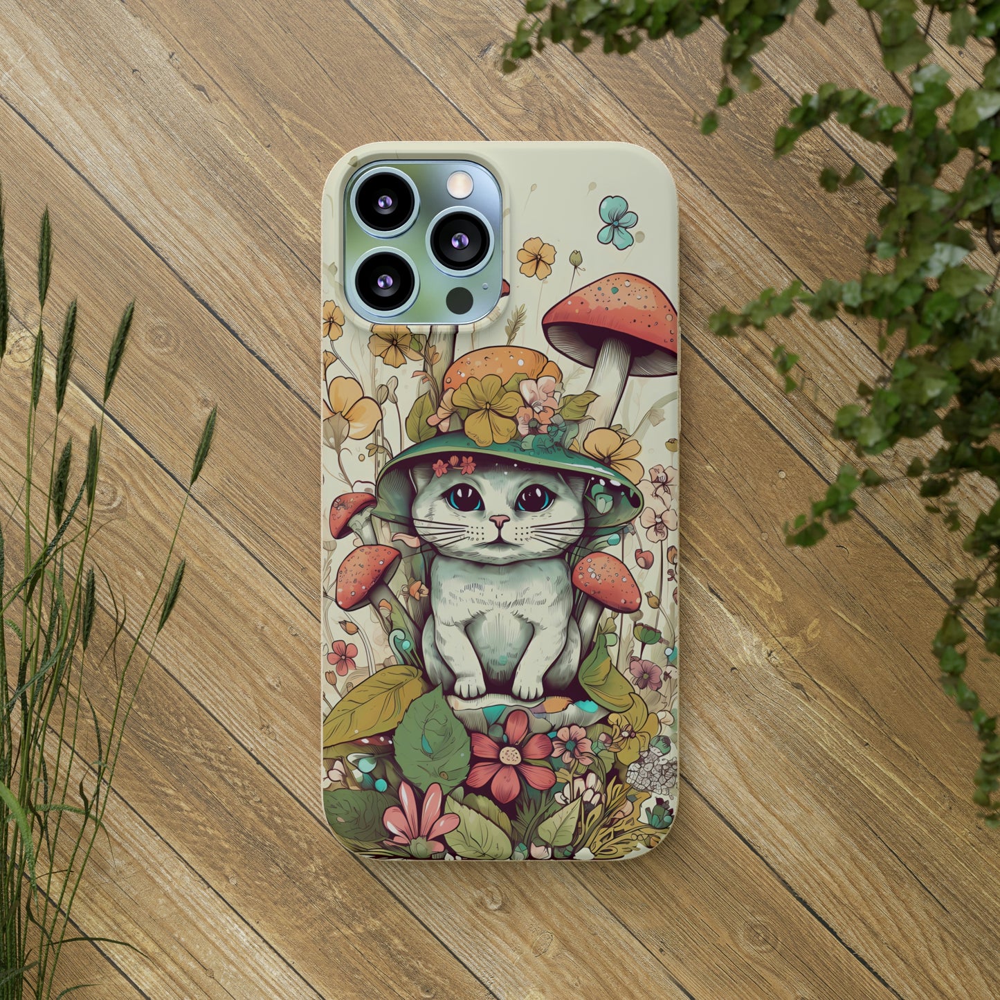 Cottagecore Cat Wearing a Hat | Biodegradable iPhone Case