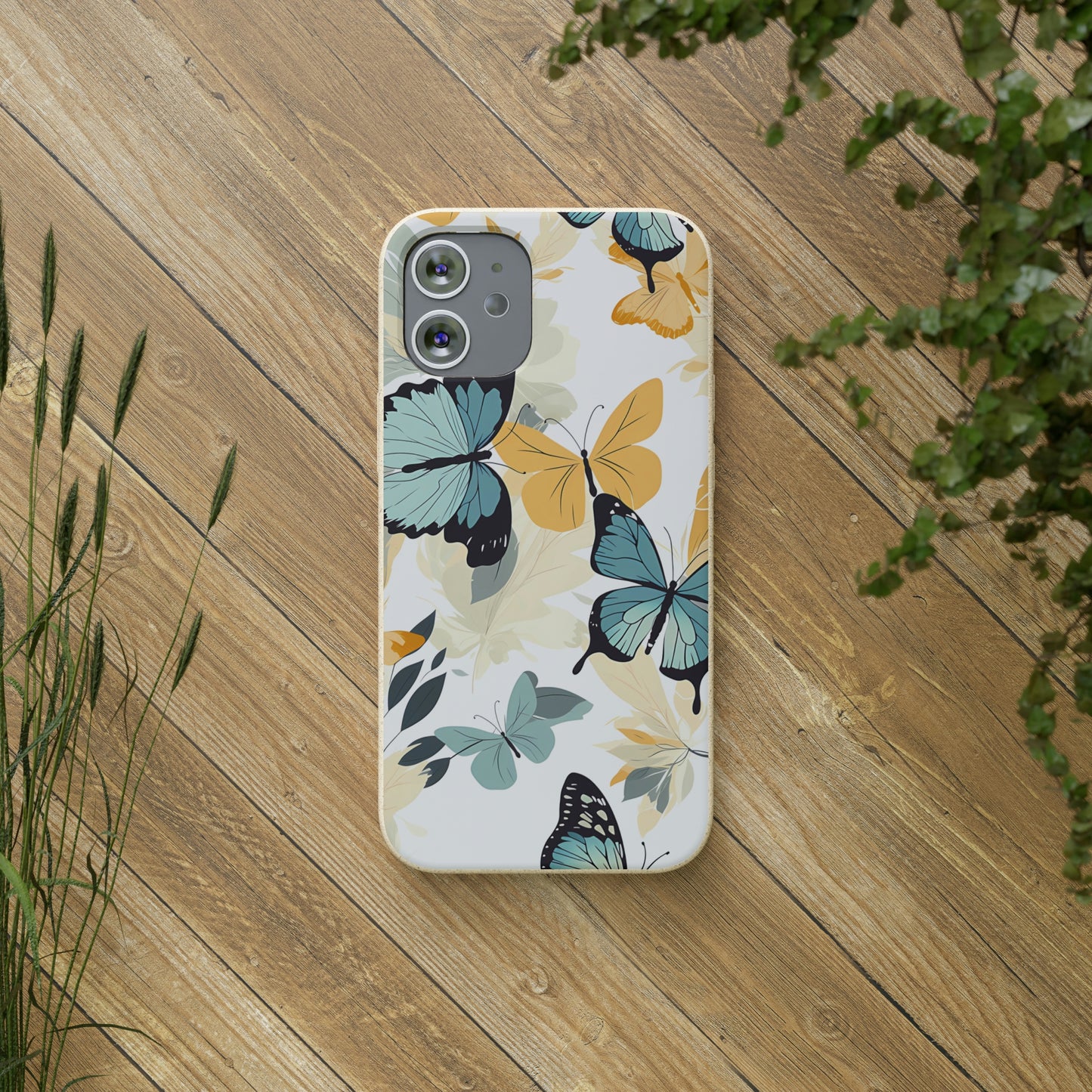 Blue and Yellow Butterflies | Biodegradable iPhone Case