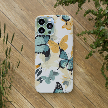 Blue and Yellow Butterflies | Biodegradable iPhone Case