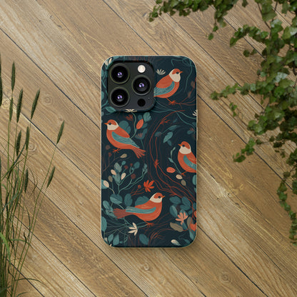 Whimsical Red-Breasted Robins | Biodegradable iPhone Case