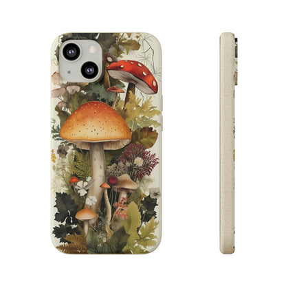 Cottagecore Mushrooms and Plants | Biodegradable iPhone Case