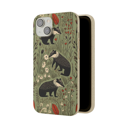 Cute Badgers in a Meadow | Biodegradable iPhone Case