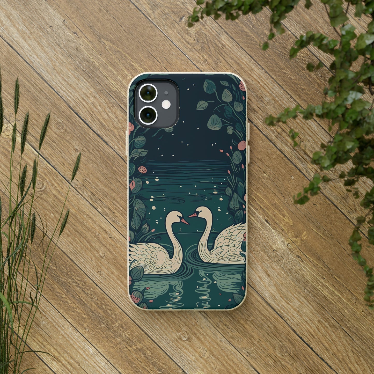 Romantic Swans on a Pond | Biodegradable iPhone Case