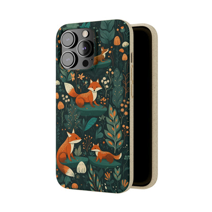 Cottagecore Foxes in a Forest | Biodegradable iPhone Case