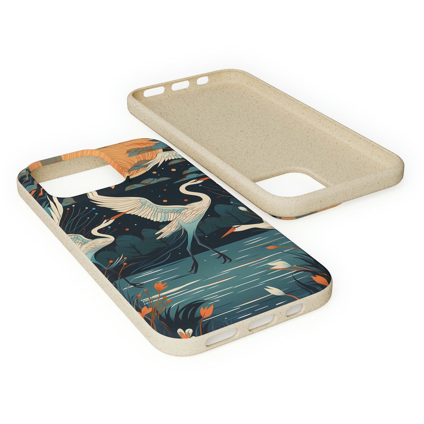 Cranes Flying Over a Pond | Biodegradable iPhone Case