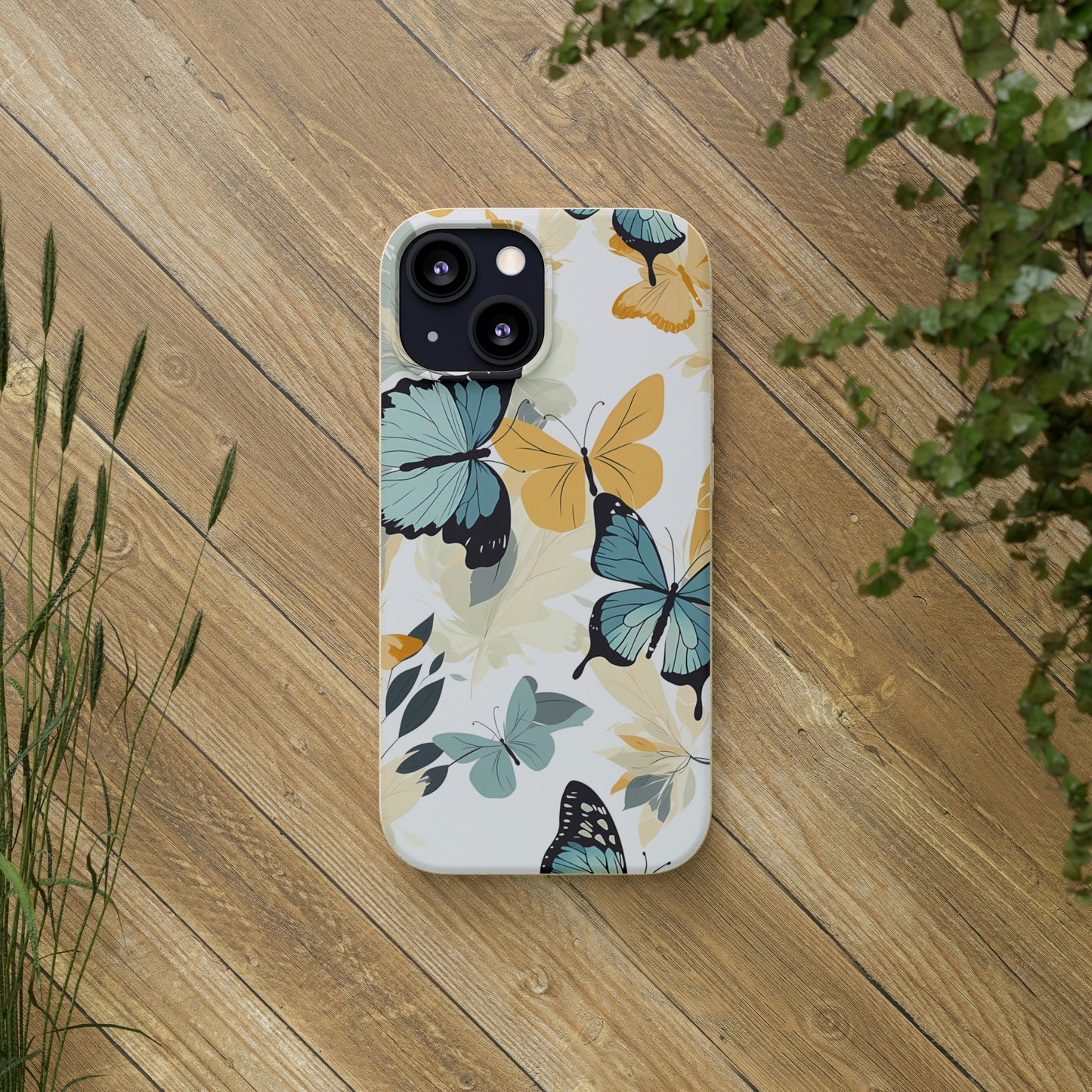 Blue and Yellow Butterflies | Biodegradable iPhone Case