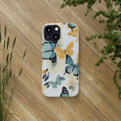 Blue and Yellow Butterflies | Biodegradable iPhone Case