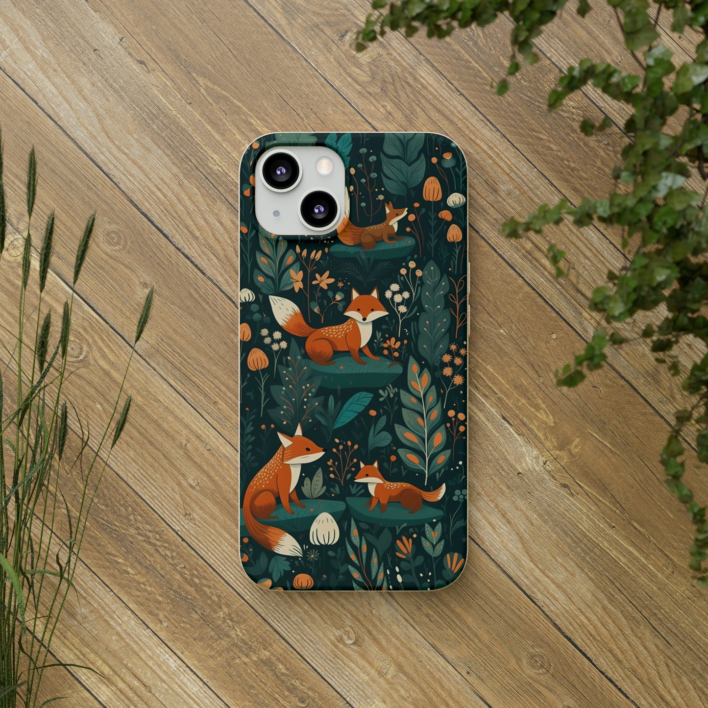 Cottagecore Foxes in a Forest | Biodegradable iPhone Case