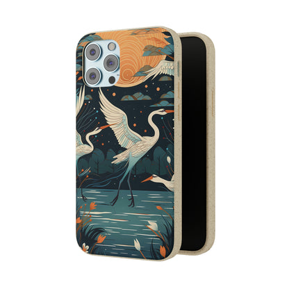 Cranes Flying Over a Pond | Biodegradable iPhone Case