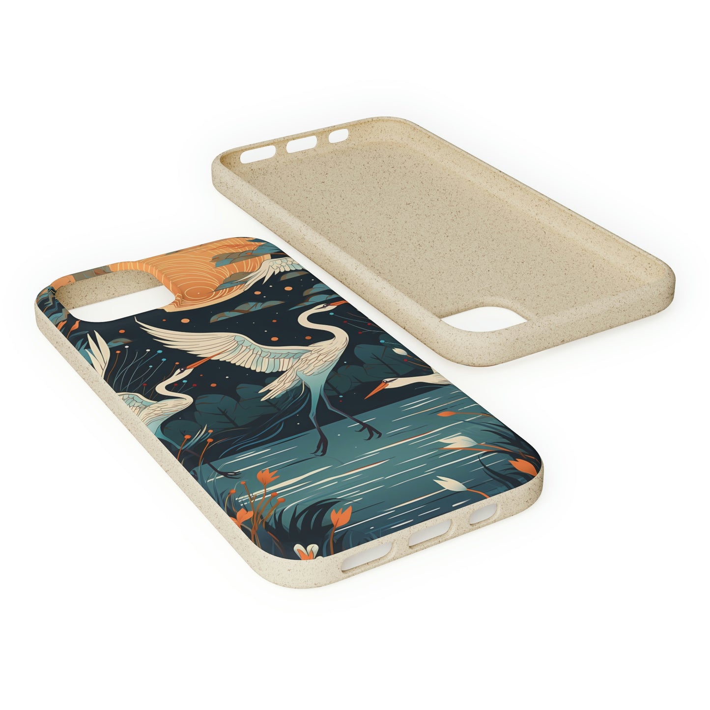 Cranes Flying Over a Pond | Biodegradable iPhone Case