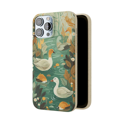 Cottagecore Ducks in a Pond | Biodegradable iPhone Case