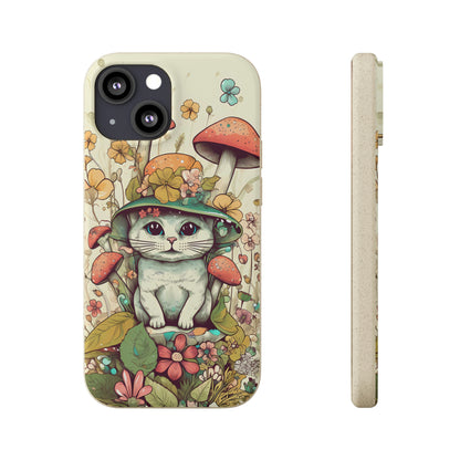 Cottagecore Cat Wearing a Hat | Biodegradable iPhone Case