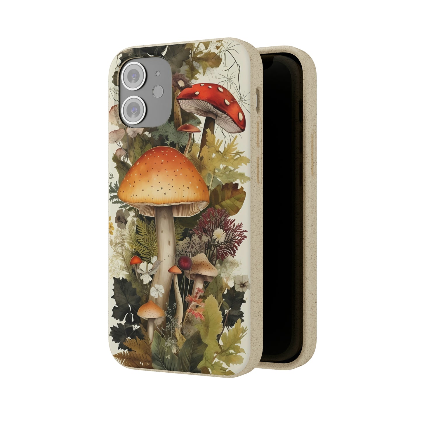 Cottagecore Mushrooms and Plants | Biodegradable iPhone Case