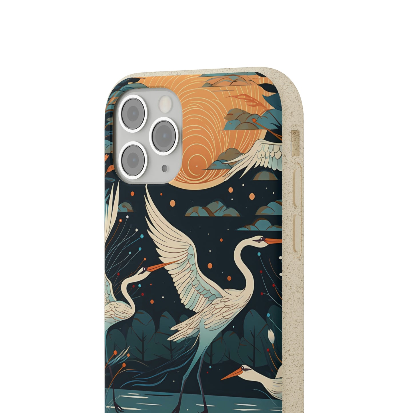 Cranes Flying Over a Pond | Biodegradable iPhone Case