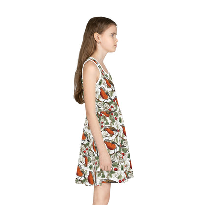 Red-Breasted Robins | Girls' Sleeveless Sundress