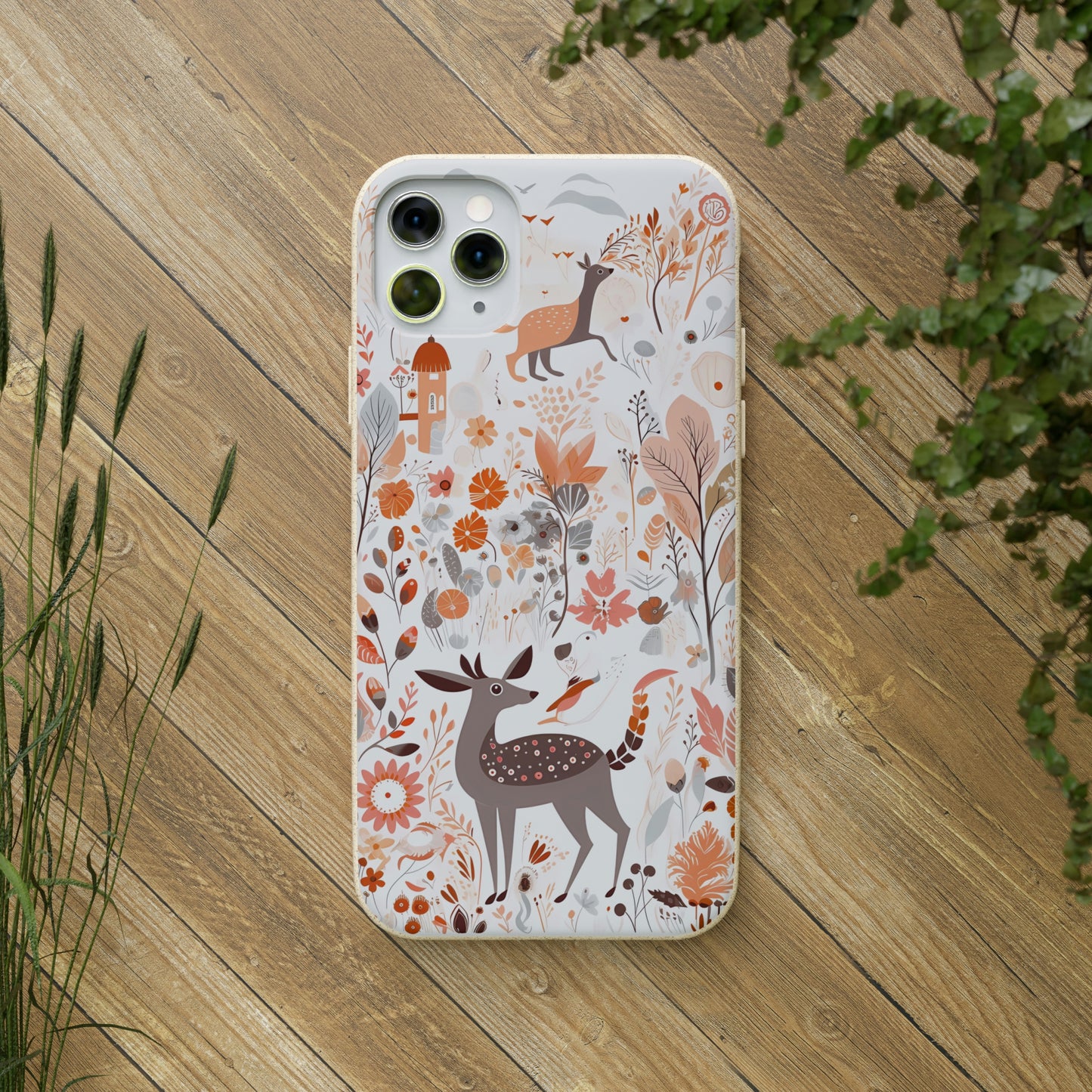 Cottagecore Field with Deer | Biodegradable iPhone Case